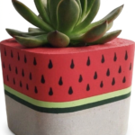 Colourful square Painted Pot
