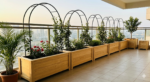 Wooden planter bench