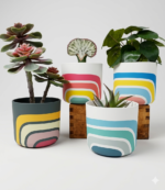 Colourful square Painted Pot - Image 4