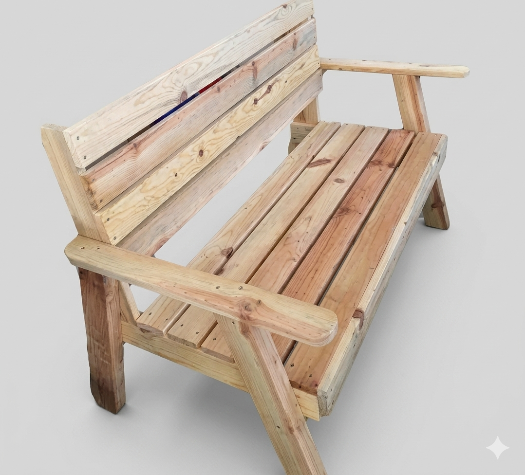 Gemini_Generated_Image_q5kmjbq5kmjbq5km Wooden Park Bench - Image 1