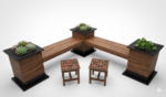 Wooden Bench with Planters - Image 2