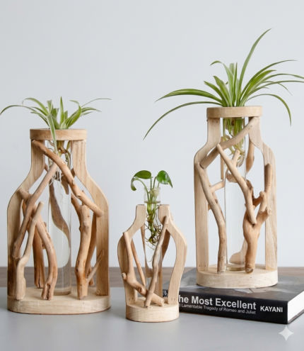 Wooden Glass Pot