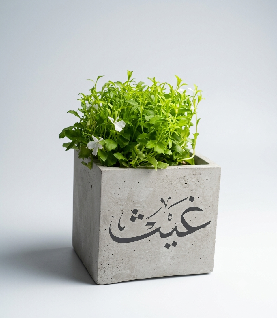 Gemini_Generated_Image_4ox9xi4ox9xi4ox9 (1) Custom Concrete Square Planter (Personalized Name Printing) - Image 1